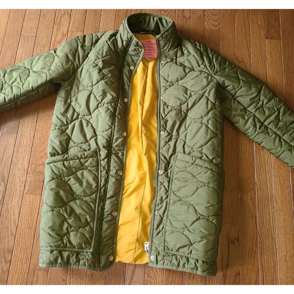 J.CREW Jackets & Blazers - J CREW Green Quilted Cocoon Signature Puffer Jacket Women Small Tall Water Repel